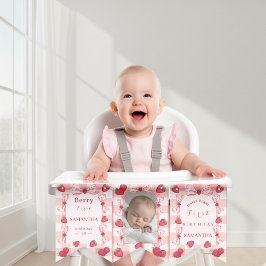 Photo Red Gingham Bows Berry First Bunting Flags バンティングフラッグ