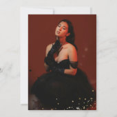 Photo Red Gold Glitter Masquerade Quinceañera 招待状 (裏面)