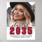 Photo Red Graduation Party Sign ポスター (正面)