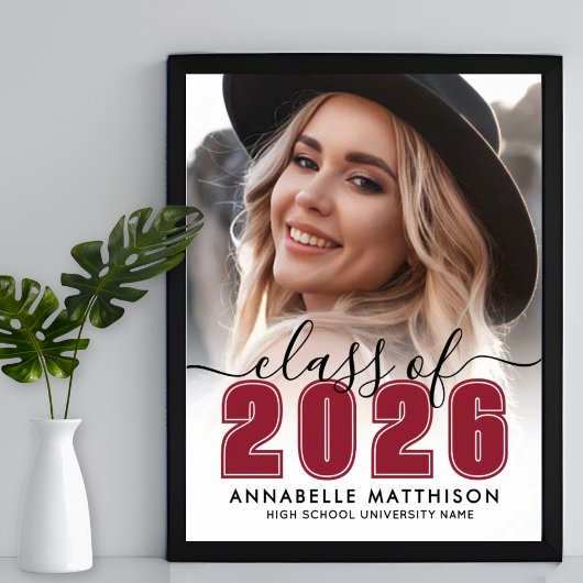 Photo Red Graduation Party Sign ポスター