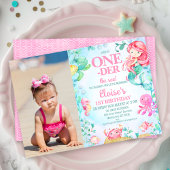 Photo Red Mermaid Oneder the Sea 1st Birthday 招待状
