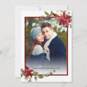 Photo Red Poinsettia Greeneryクリスマス結婚の写真 招待状 (裏面)