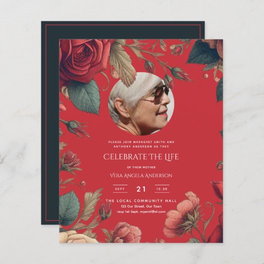 PHOTO Red Rosesお祝い・オブ・ライフ葬儀詩 (正面/裏面)