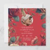 PHOTO Red Rosesお祝い・オブ・ライフ葬儀詩 招待状 (正面)