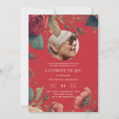 PHOTO Red Rosesお祝い・オブ・ライフ葬儀詩 招待状 (正面)