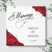 Photo Red Roses Calligraphy Script Square Wedding ゲストブック