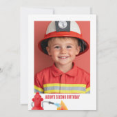 Photo Red Two The Rescue Fire Engine 2nd Birthday 招待状 (裏面)