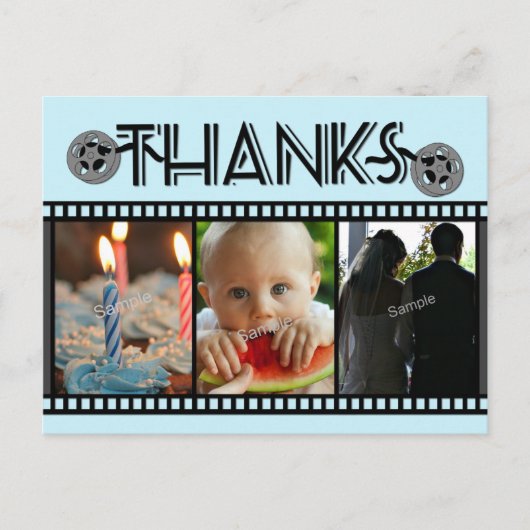 Photo Reel任意の大事な行事感謝してい3枚のフォトカード ポストカード (正面)