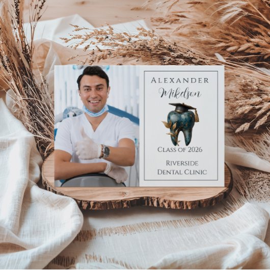 Photo Refined Blue Tooth Laurel Graduation 案内状