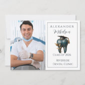 Photo Refined Blue Tooth Laurel Graduation 案内状 (正面)