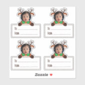 Photo Reindeer Gift Tag Sticker シール (シート)