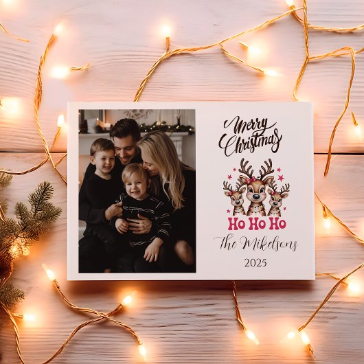 Photo Reindeer Ho Ho Ho Christmas シーズンカード