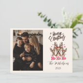 Photo Reindeer Ho Ho Ho Christmas シーズンカード (スタンド正面)