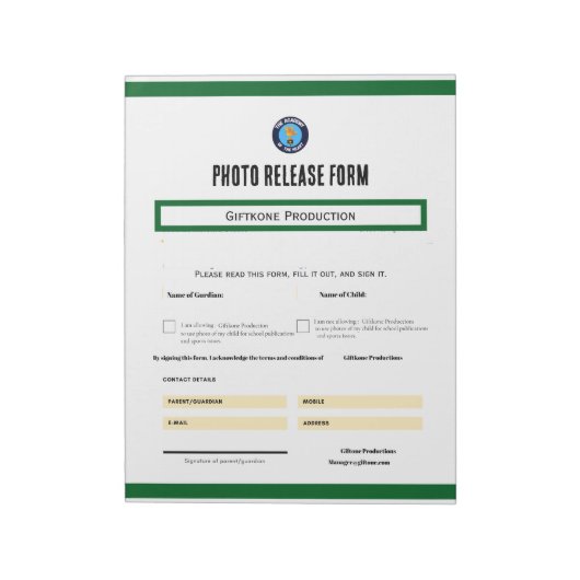 Photo Release Form Notepad ノートパッド (回転)
