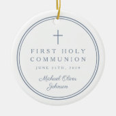 Photo Religious Cross Boy First Communion セラミックオーナメント (正面)
