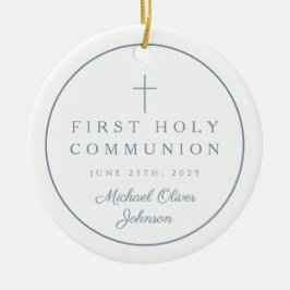 Photo Religious Cross Boy First Communion セラミックオーナメント