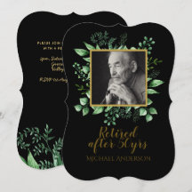 PHOTO Retirement招待状ブラック金ゴールド