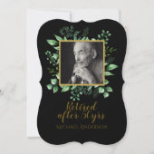 PHOTO Retirement招待状ブラック金ゴールド 招待状 (正面)