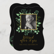 PHOTO Retirement招待状ブラック金ゴールド