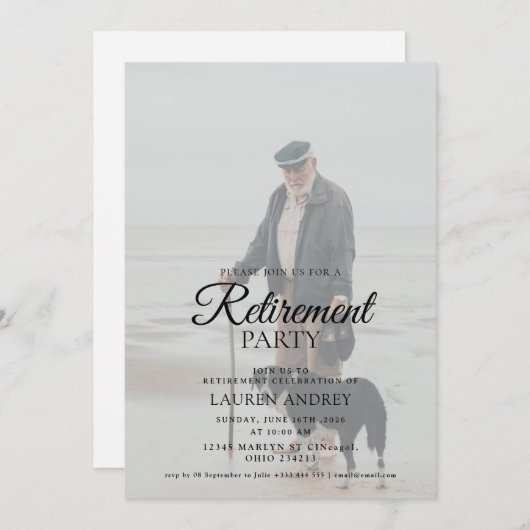 Photo Retirement Celebration Invitation 招待状 (正面/裏面)