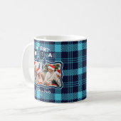 Photo Retro Blue Plaid Whimsical Christmas コーヒーマグカップ (正面左)