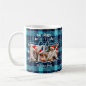Photo Retro Blue Plaid Whimsical Christmas コーヒーマグカップ (左)