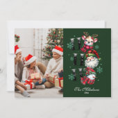 Photo Retro Gingham Santa & Friends Christmas シーズンカード (正面)