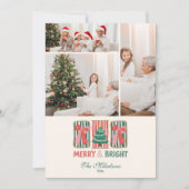 Photo Retro Merry & Bright Christmas シーズンカード (正面)