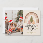 Photo Retro Neutral Rainbow Merry & Bright  シーズンカード (正面)