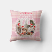 Photo Retro Pink Plaid Whimsical Holiday  クッション (裏面)