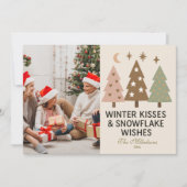 Photo Retro Winter Kisses & Snowflake Wishes シーズンカード (正面)