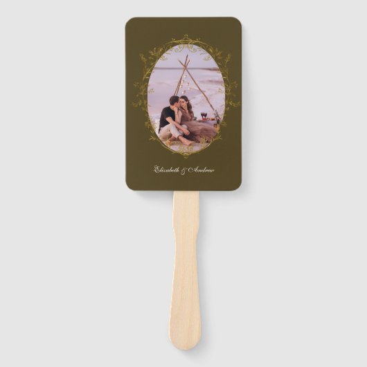 Photo Rococo Floral Antique Frame Wedding ハンドファン (正面)