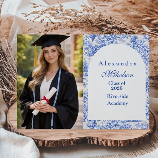 Photo Romantic Blue Garden Graduation Party 案内状