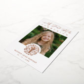 Photo Romantic Real Rose Gold Floral Wreath 箔招待状 (回転した状態)