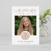 Photo Romantic Real Rose Gold Floral Wreath 箔招待状 (立ち正面)