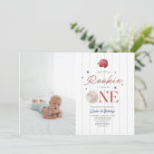 Photo Rookie Baseball cap Boys 1st誕生日 招待状 (スタンド正面)