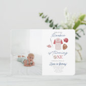 Photo Rookie Baseball Uniform Boys 1st誕生日 招待状 (スタンド正面)