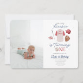 Photo Rookie Baseball Uniform Boys 1st誕生日 招待状 (正面)