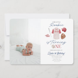 Photo Rookie Baseball Uniform Boys 1st誕生日 招待状