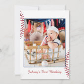 Photo Rookie Of The Year Baseball First Birthday 招待状 (裏面)