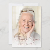 Photo Rose Gold Glitter Drip 80th Birthday サンキューカード (正面)