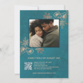 Photo Rose Gold Jewel Tone Wedding 招待状 (裏面)