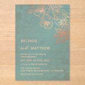 Photo Rose Gold Teal  Transparent Wedding アクリル招待状 (正面)