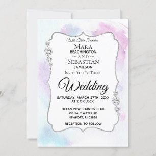 *~* PHOTO + RSVP + QR – ダイヤモンド抽象芸術結婚s 招待状
