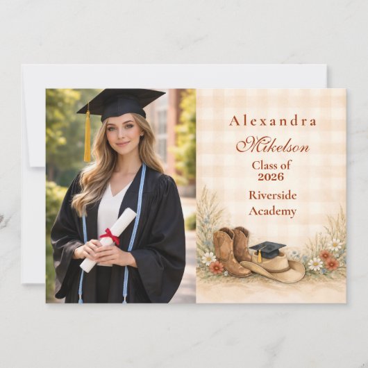 Photo Rustic Boots Graduation Party 案内状 (正面)