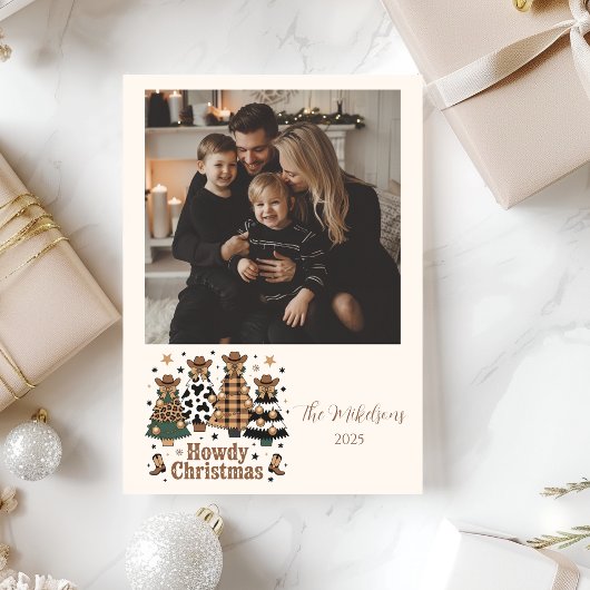 Photo Rustic Cowgirl Howdy Western Christmas シーズンカード