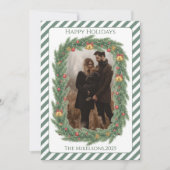 Photo Rustic Evergreen Bell Christmas シーズンカード (正面)