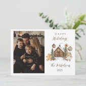 Photo Rustic Gingerbread Cabin Christmas シーズンカード (スタンド正面)