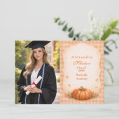Photo Rustic Gingham Pumpkin Fall Graduation 案内状 (スタンド正面)
