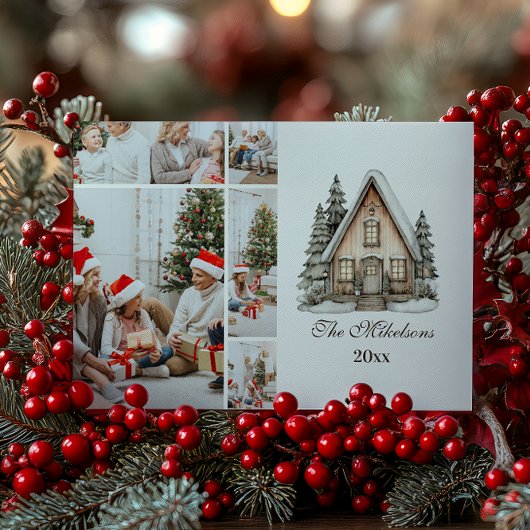 Photo Rustic Neutral Christmas シーズンカード